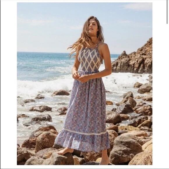Christy Dawn Noelle Floral Smocked Maxi Dress Dusk Roan Size XL - Picture 1 of 8